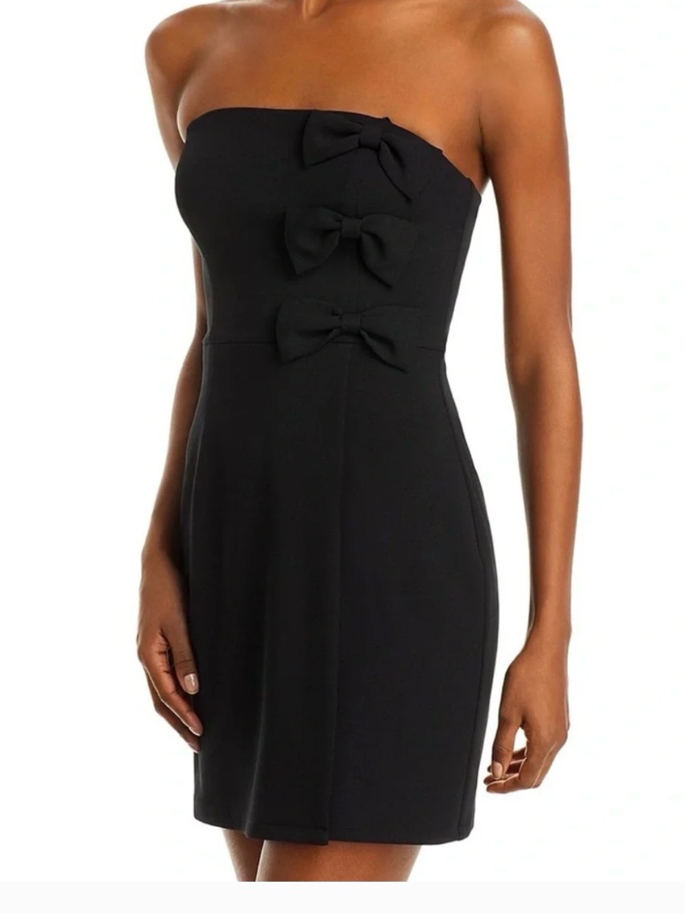Aqua Black Strapless Dress with Bows